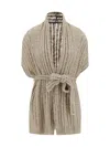 Brunello Cucinelli Women Perforated Cardigan With Sequins In Multicolor