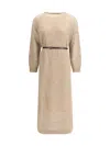 Brunello Cucinelli Women Perforated Long Dress In Neutral