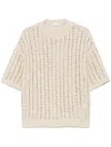 Brunello Cucinelli Beige Openwork Sweater In Brown