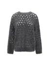 Brunello Cucinelli Women Perforated Sequins Sweater In Gray
