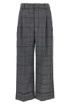 Brunello Cucinelli Grey Prince Of Wales Sartorial Crop Trousers In Gray