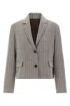Brunello Cucinelli Women Pinstriped Chevron Blazer In Gray