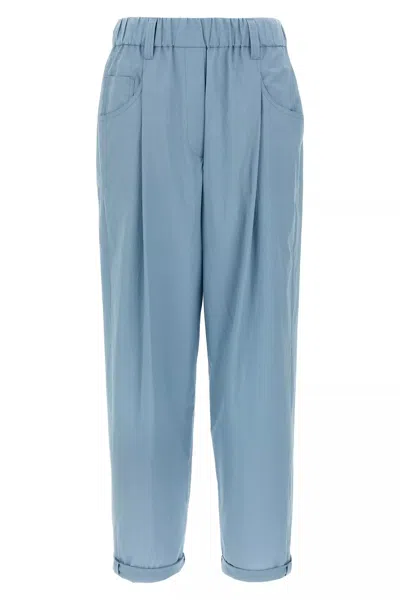 Brunello Cucinelli Women Pleat Pants In Blue