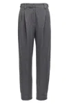 Brunello Cucinelli Grey Pleat Pants In Gray