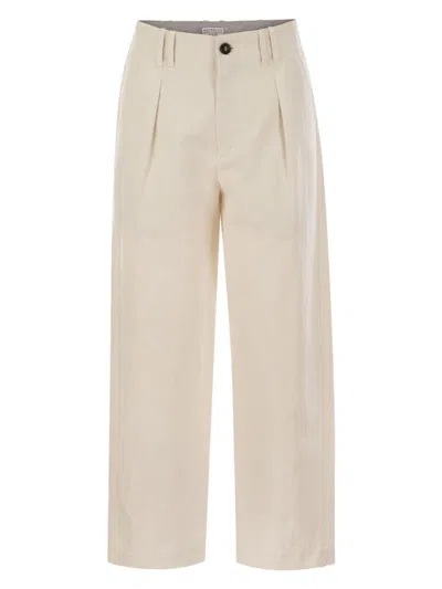 BRUNELLO CUCINELLI WOMEN'S PLEATED CHINO TROUSERS