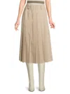 Brunello Cucinelli Women's Pleated Cotton-blend Midi-skirt In Neutral