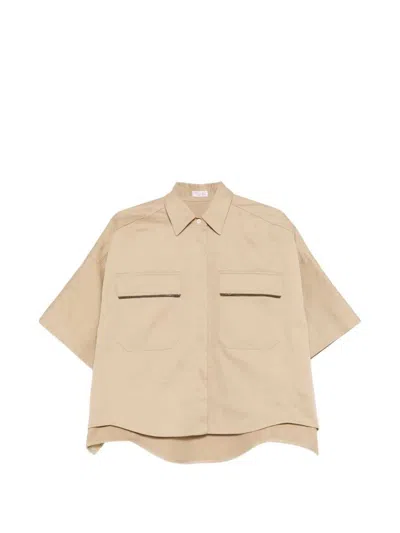 Brunello Cucinelli Women Safari Oversized Shirt In Neutral