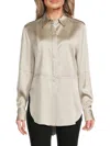 Brunello Cucinelli Women's Point Collar Stretch-silk Shirt In Neutral