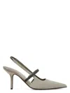 Brunello Cucinelli Slinback Pumps With Precious Strap In Grey