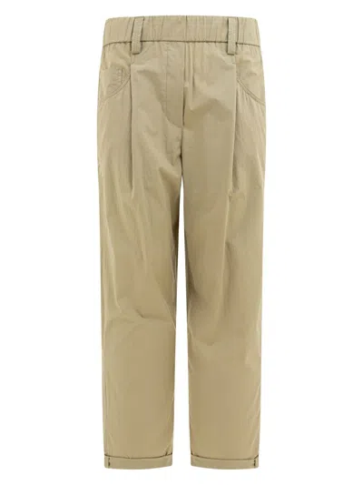 BRUNELLO CUCINELLI WOMEN'S POPLIN TROUSERS