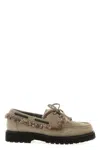 Brunello Cucinelli Bead-embellished Shearling-trimmed Suede Loafers In Gray