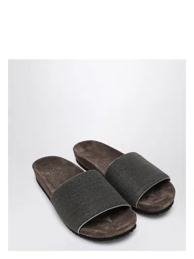 BRUNELLO CUCINELLI WOMEN'S PRECIOUS TAUPE SLIDES