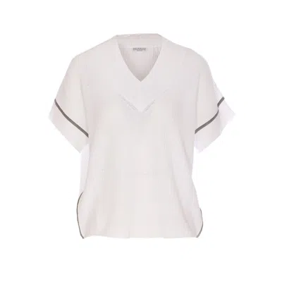 Brunello Cucinelli Women Precious Trim Cotton T-shirt In White