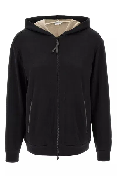 BRUNELLO CUCINELLI BRUNELLO CUCINELLI WOMEN 'PRECIOUS ZIPPER PULL' HOODIE.