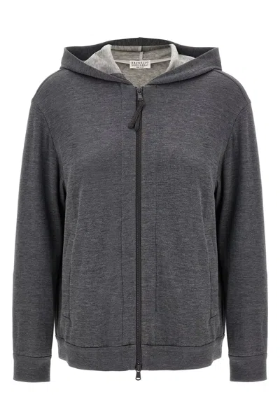 BRUNELLO CUCINELLI BRUNELLO CUCINELLI WOMEN 'PRECIOUS ZIPPER PULL' HOODIE