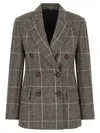 Brunello Cucinelli Women Alpaca And Wool Prince De Galles Blazer In Gray