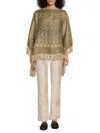Brunello Cucinelli Women's Printed Linen-blend Poncho In Sand
