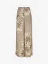 Brunello Cucinelli Elegant Silk Trousers With Stamped Floral Design In Brown