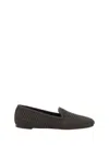 Brunello Cucinelli Woven Texture Round Toe Flat Sole Slippers In Brown