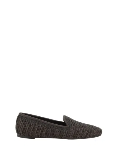 Brunello Cucinelli Women Raffia Loafers In Brown
