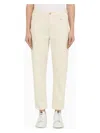 Brunello Cucinelli Regular Ecru Cotton Trousers Women In Beige