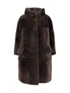 Brunello Cucinelli Reversible Fur Coat With Hood And Pockets In Brown