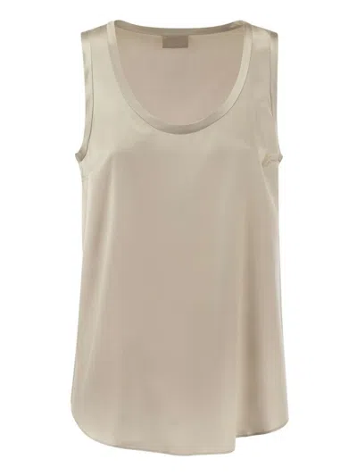 BRUNELLO CUCINELLI WOMEN'S REVERSIBLE STRETCH SILK SATIN TOP