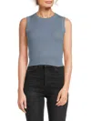 Brunello Cucinelli Women's Ribbed Cashmere Cropped Sweater In Blue