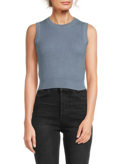 Brunello Cucinelli Women's Ribbed Cashmere Cropped Sweater In Blue