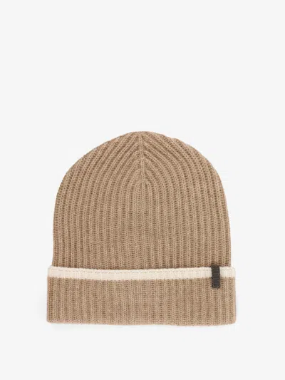 Brunello Cucinelli Women Ribbed Cashmere Hat In Neutral
