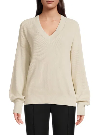 Brunello Cucinelli Women's Ribbed Cotton V-neck Sweater