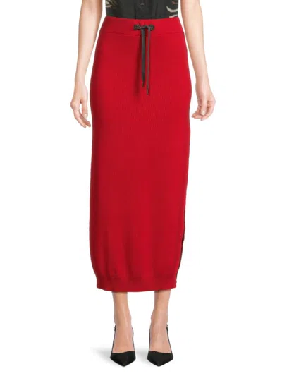 Brunello Cucinelli Women's Ribbed Maxi Skirt In Bright Red