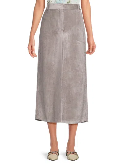 Brunello Cucinelli Women's Ribbed Midi Skirt In Aluminum
