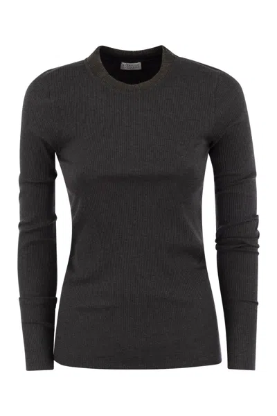 BRUNELLO CUCINELLI WOMEN'S RIBBED STRETCH COTTON JERSEY