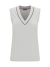 Brunello Cucinelli Ribbed Jersey Top In White