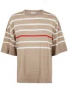 Brunello Cucinelli Round Neck Short Sleeves Sweater In Brown