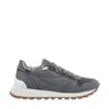 Brunello Cucinelli Runners In Techno Fabric And Calfskin With Precious Trim In Gray