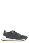 Brunello Cucinelli Grey Wool Sneakers In Gray