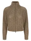Brunello Cucinelli 'rustic Dazzling Net' Cardigan In Brown