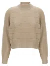 Brunello Cucinelli Rustic Dazzling Net Sweaters And Cardigans Beige