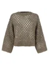 Brunello Cucinelli Rustic Dazzling Net Sweaters And Cardigans Gray In Brown