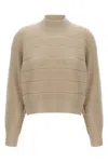 Brunello Cucinelli Cashmere And Wool Turtleneck Sweater In Neutral