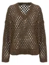 Brunello Cucinelli Rustic Dazzling Net Sweaters And Cardigans Brown In Brown