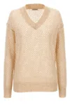 Brunello Cucinelli Rustic Dazzling Net Sweater In Neutral