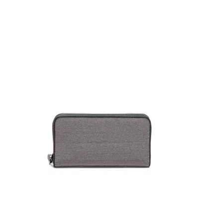 Brunello Cucinelli Women's Ruthenium Leather Zip Wallet In ["grey","gunmetal"]