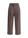 Brunello Cucinelli Baggy Tailored Wool Trousers In Brown