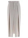Brunello Cucinelli Curved Pleated Skirt Button Detail In White