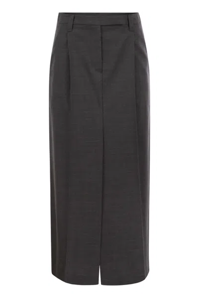 Brunello Cucinelli Women's Sartorial Long Skirt In Grey