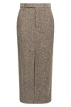 Brunello Cucinelli Diagonal Wool Tweed Midi Sartorial Pencil Skirt In Multi