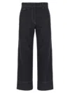 Brunello Cucinelli Blue Jeans With Wide Leg And Contrasting Stitching In Denim Woman